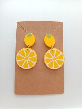 Fashion Jewelry Yellow Lemon Slice Drop Earrings